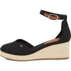 Tommy Hilfiger Sandaler med hæl Tommy Hilfiger Keilsandalette Flag Closed Toe Mid Wedge Espad - Schwarz