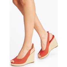 Dame - Orange Sandaler med hæl Tommy Hilfiger Flag High Kilehæle Slingback Espadrilles - Red