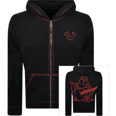 True Religion Men's Super T Buddha Embroidered Zip Up Hoodie - Jet Black