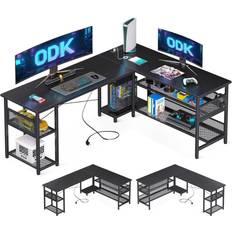 ODK L Shaped Gaming Desk with 2 Sockets