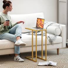 Small Tables Homcom C-Shaped Side with Tempered Glass Tabletop Small Table