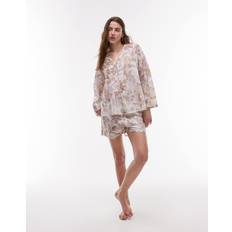 Gråa Pyjamasar Mango Pyjama Shorts With Floral Detail - Light/Pastel Grey