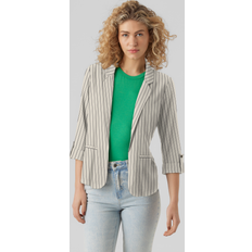 Silver - Women Blazers Vero Moda Vmjesmilo Blazer Co-Ord - Cream Stripe