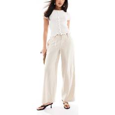 Hollister Low Rise Linen Super Baggy Trousers - Oatmeal