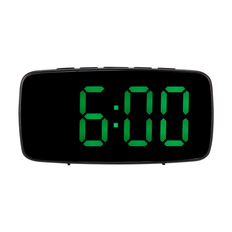 Smart Digital Alarm Clock Bedside Green LED USB Desk Clock Black
