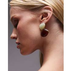 Topshop Edan Drop Earrings with Mint and Brown Resin - Multi