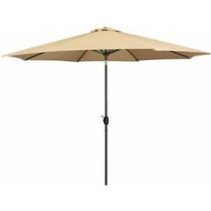 270 cm Brun Stål Parasol med 8 Ribbor