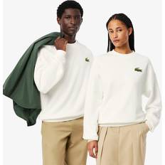 Lacoste Unisex Sweaters Lacoste Unisex Loose Fit Badge Accent Fleece Sweatshirt - White