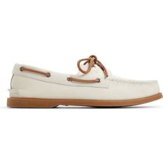 Men - White Boat Shoes Sperry Top-Sider Authentic Original 2-Eye Boat Shoes - White/Gum Leather