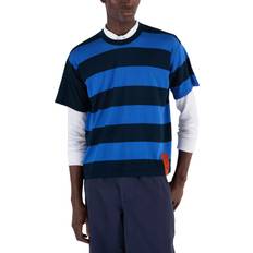 Merino Wool - Unisex T-shirts John Smedley Unisex Stripe T-Shirt - Orion Green/Jay Blue