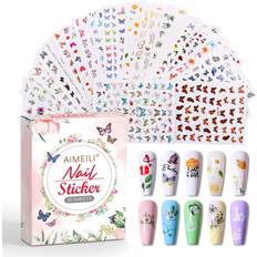 30 Sheets Nail Art Stickers - Colorful Butterfly Flower