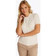 Tommy Hilfiger Cardigans Tommy Hilfiger Adaptive Magnetic Button Cable Knit Pure Organic Cotton Cardigan - Heather Ivory Petal