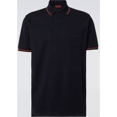 Gucci Double G Cotton Blend Polo Shirt - Blue