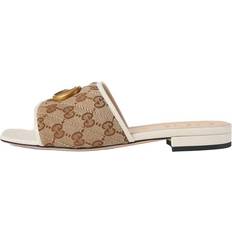 Gucci Heeled Sandals Gucci Double G Flat Heel Fashion Sandals - Beige