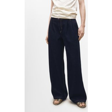 Mango Dam Byxor & Shorts Mango Rinse-Wash Wide-Leg Jeans With Pleats - Blå