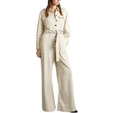 Reiss Jumpsuits & Overalls Reiss Anais Belted Wide Leg Utility Jumpsuit - Cream