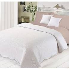 Linen - White Bedspreads Highams Quilted Embossed with Cushions Set - Bedspread White