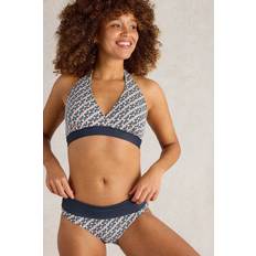 Turquoise - Women Bikini Bottoms White Stuff Reversible Fold Down Bottoms - Blue Print