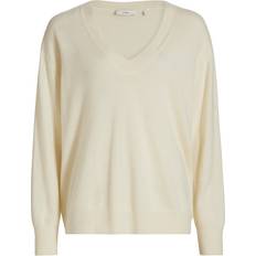 Silk Jumpers Vince Silk-Cashmere Deep V Sweater - Vanille