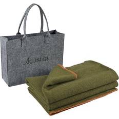 ACUSHLA Merino Wool Blanket 160x200 cm Army Green Blankets