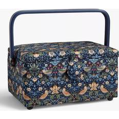 John Lewis William Morris Strawberry Thief Print Medium Rectangular Sewing Basket Navy Storage Box