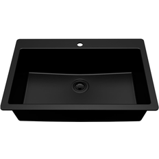 allen + roth Dual-mount 33-in x 22-in Quartz Single Bowl 1-Hole Kitchen Sink GT1012BLK