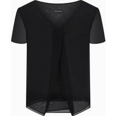Emporio Armani Dame Bluser Emporio Armani V-hals Top Med Frontfold - Sort