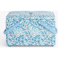 John Lewis William Morris Willow Bough Twin Lid Sewing Basket Blue Storage Box
