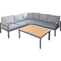 Aluminium Modular Sofa LG Outdoor Sanctuary Rope 5-Seater Corner Garden Lounge Set Grey Modular Sofa