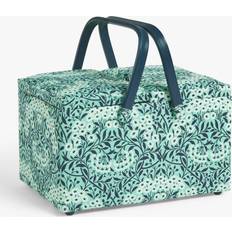 John Lewis William Morris Michaelmas Daisy Twin Lid Sewing Basket Blue Storage Box