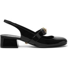 Versace Skor Versace Gianni Ribbon Patent Leather Slingback Pumps - Black
