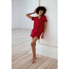 Red Pyjamas Chelsea Peers Satin Lace Trim Pyjama Set - Red
