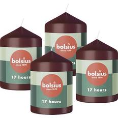 Bolsius Candles Bolsius Glatte Stumpenkerzen Bordeauxrot 4 Stück 8 x 6 cm Kerze