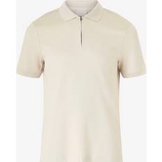 Beige Pikétröjor Calvin Klein T-shirt Smooth Cotton Welt Zip Polo - Grå