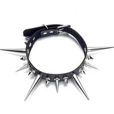 Leather Necklaces Attitude Clothing Large Multi Spike Stud Choker
