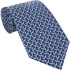 Men - Silver Ties Ferragamo Zampa Animali Silk Tie - Blue