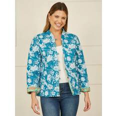 Yumi Floral Quilted Reversible Jacket - Teal/Multi