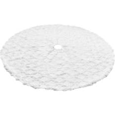 Vita Julgransmattor Neoglint 48 Inch Faux Fur with Cable Knit Knitted Soft Plush Christmas Tree Skirt