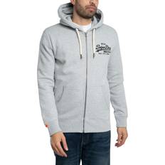 Superdry Herre Sweatere Superdry Sweatjakke - Lysegrå/Sort