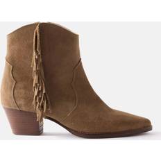 Mint Velvet Frankie Suede Fringe Ankle Boots - Brown