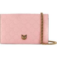 Gucci Messenger Bags Gucci Metallic Logo Embossing Leather Chain Shoulder Messenger Bag - Pink