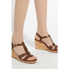 Dune London Heeled Sandals Dune London Kastro Wide Fit Leather Wedge Sandals - Brown