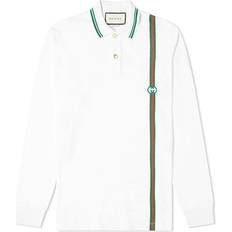 Gucci Long Sleeve Stripe Jersey Polo - White