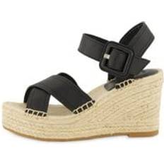 Herre - Sort Espadrillos BOSS Wedge Espadrilles With Leather Straps - Black