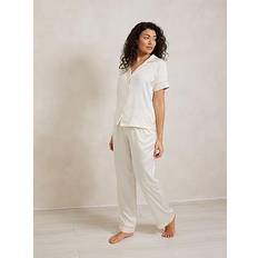 Satin Pyjamasar Chelsea Peers Satin Long Pyjama Set - White