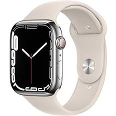 Apple Watch Series 7 GPS Zellular 45MM Edelstahlgehäuse Silber mit Polarstern Sportarmband