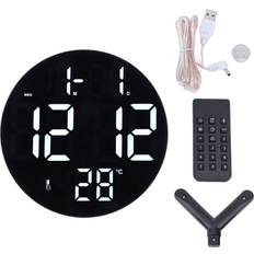 Tooarts Round Digital 12 24Hr USB Powered Silent Modern LED Wall Clock Wall Clock