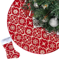 Red Christmas Tree Skirts Spactz 48 Inch Soft Cover Mat Decor Red Christmas Tree Skirt