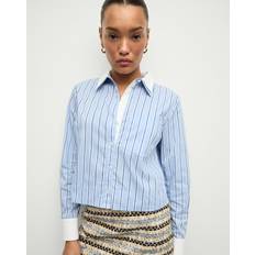 Veronica Beard Maia Double-Collar Shirt - Blue Sky/White
