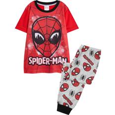 Boys - Red Night Garments Spider-Man Boys Face Short-Sleeved Long Pyjama Set - Red/Grey